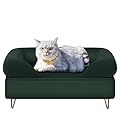 Dog Sofas and Chairs for Small Breeds,Dog Couch for Small Pet,Cat Sofa Chair with Velvet Fabric,Wooden Frame Cat Bed,Pet Sofa Bed for Small Dog Rest Using (EMERALD)