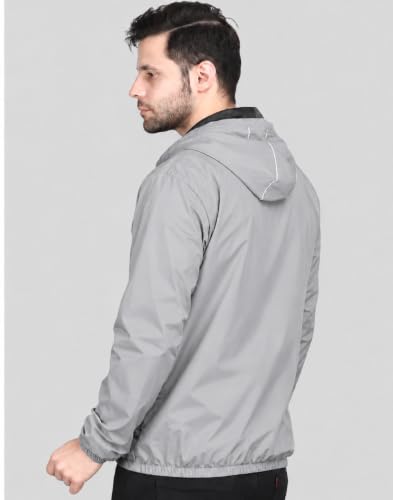 Image of Raincoat for Men Waterproof | Windcheater Jacket for Men | Riding Jacket for Bikers | Water-Resistant Protection with Reflective Safety for Light Rain, Travel & Confidence