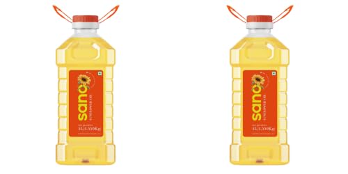 Image of sano Sunflower Oil 5 Ltr Pet Bottle Pure, Nutrient Rich Cooking Oil with High Smoke Point Ideal for Frying, Sauteing, and Baking All type of Cuisines| (Pack of 2)