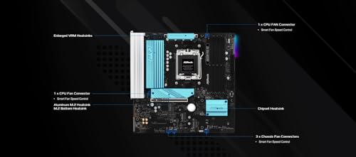 Image of ASRock B850M Pro RS Micro-ATX AM5 Motherboard, AMD Ryzen 9000 /8000 /7000 Support, DDR5 8000+(OC), PCIe 5.0, WiFi 6E, 2.5G LAN, USB 3.2 Gen2 Type-C