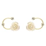 1,7 cm crema rosa pendientes de aro mini cristal brazalete floral vintage joyería piercing