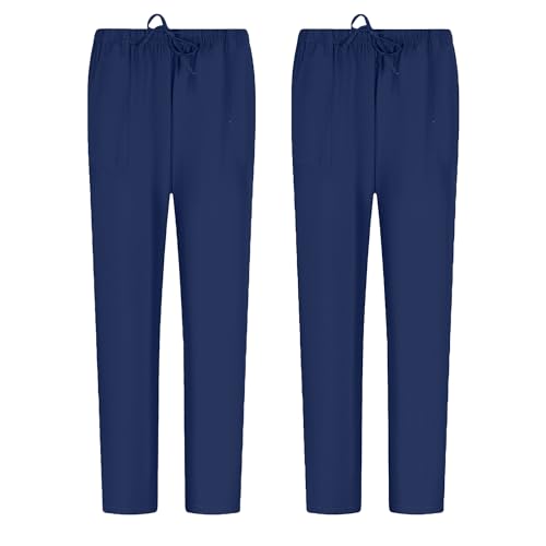 MISEMIYA - Pack 2 Pcs - PANTALÓN Sanitarios Unisex Cintura ELÁSTICA UNIFORMEES Sanitarios Uniformes MEDICOS UNFIROMES Laboratorios - M, Azul Marino