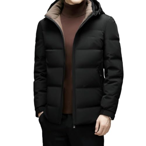 Veste d'hiver homme à capuche parkas chaudes et épaisses mode noire
