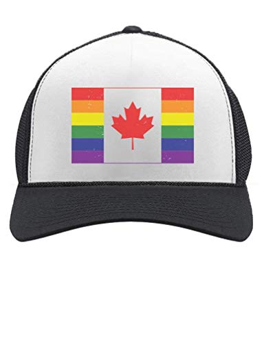 JHXGS Pride Parade Gay & Lesbian Pride Rainbow Canada Flag Trucker Hat Mesh Cap