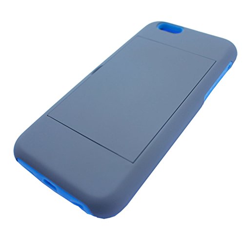 Leebrae Iphone 6 / 6S Credit Card Holder/ Wallet Hard Rubberized Case With Silicone Core (Light Blue And Gray) #TOP5