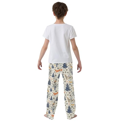 Owl Fox Snowflake Boys Long Pants Soft Trousers Elastic Waist Kids Lounge Bottoms with Pockets S-XL3