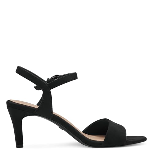 Tamaris Damen Sandaletten, Frauen Sandalen,Sommersandalen,bequem,flach,Sommerschuhe,Freizeitschuhe,offene Schuhe,Strandschuhe,Black,38 EU