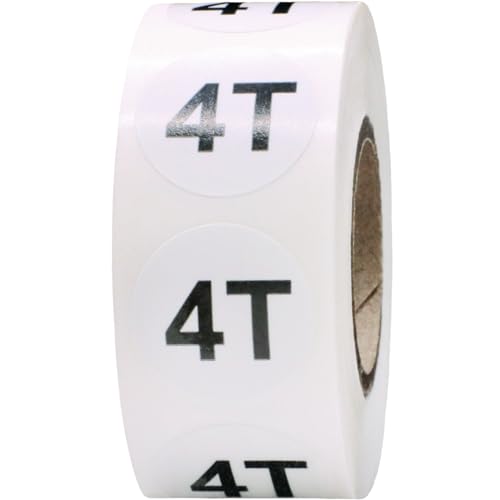 Stickers taille vêtement 4T blanc 0,75 pouce étiquettes adhésives habillement détail
