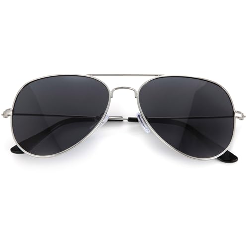 Classic Aviator Sunglasses Polarized Protection Mirrored Shades for Men & Women Vintage Style UV Protection Silver Frame2