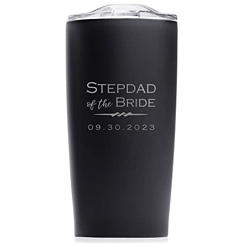 Lifetime Creations Engraved Personalized Stepdad of the Bride Tumbler (Matte Black) 20 oz - Stainless Steel Coffee Travel Mug Stepdad of the Bride Gift