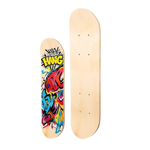 Totority Blank Skateboard Deck for Painting,17x5 Inch 7-Ply Maple Wood Skateboard for Kids Arts and Crafts, Unfinished Double Tail Cruiser Deck Replacement for Painting, Graffiti & Home Decoration