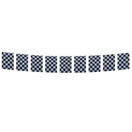 Image of AZ FLAG Checkered Black and white 6 meters BUNTING Flag 20 flags 9'' x 6'' - Car race STRING flags 15 x 21 cm