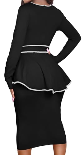 Image of MOJICK Vintage Dress for Women Ruffle Bodycon Keyhole