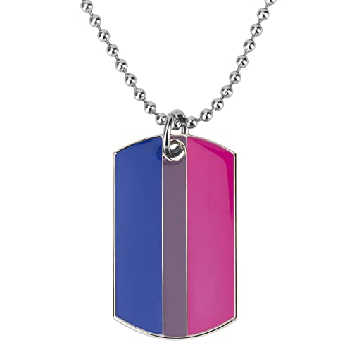 Bisexual Pride Dog Tag Pendant Necklace
