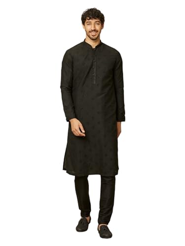 Kurta Manyavar noir pour homme ensemble 2 pièces taille XL confortable