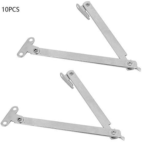 stay hinge for horizontal door Pack of 10 Lid Support Hinge Nickel Plating Cabinet Lifting Strut Folding Buffer Damper for Kitchen Cupboard Cupboard Door - Image 3