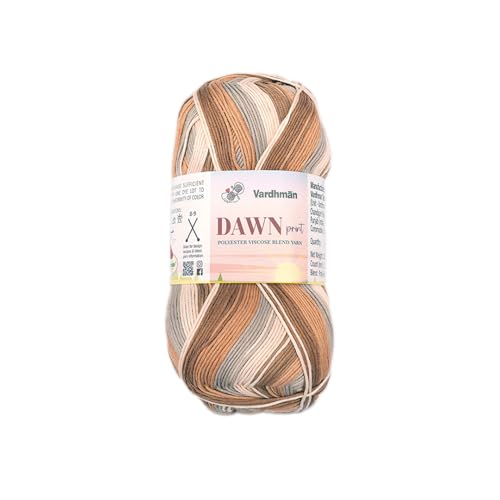 Image of Vardhman Dawn Print Polyester Viscose Soft Yarn for Knitting, Crochet & DIY Craft Projects | Ideal for Garments, Toys, Accessories & Home Decor | Pack-1 Ball, 100g Each DCD003