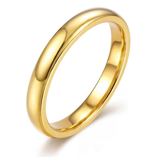 Bagues de mariage dorées en acier inoxydable pour femme taille 6-10