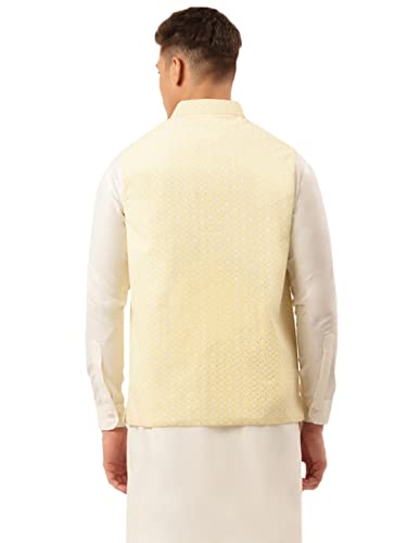 Image of Jompers Men's Embroidered Woven Pure Cotton Nehru Jacket