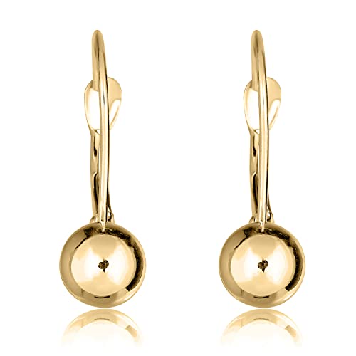 Avora 10K Yellow Gold Polished 6Mm Ball Lever-Back Drop Earrings #TOP2