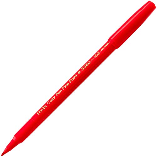 Image of Pentel Arts Color Pen, Red, Box of 12 (S360-102)