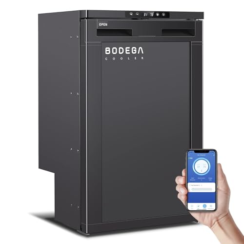 BODEGACOOLER 12 Volt Refrigerator, 83L RV Refrigerator APP Control, RV Fridge and Freezer, Travel Compressor Cooler with Lock, (-4℉-46℉) Car Fridge for Truck, RV, Camping, Boat -12/24V DC, Black