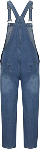 WSLCN Macacão jeans masculino com suspensório e ajuste regular, Azul, XG