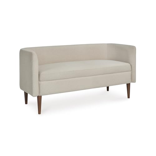 Signature Design By Ashley Wainner Casual Contemporary Accent Bench Curved Backrest Brown Tapered Legs Fabric 52.13 W x 21.25 D x 24.5 H Beige