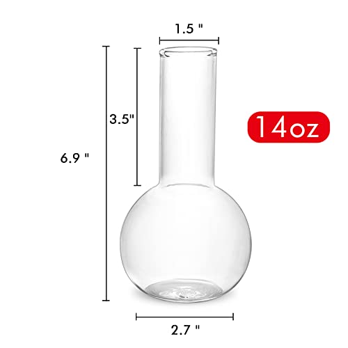 INFTYLE Creative Tube Cocktail Glass Set of 2-14oz Distilling Flask Clear Glass for Cocktail Martini Tequila Margarita for Party, Home Bar