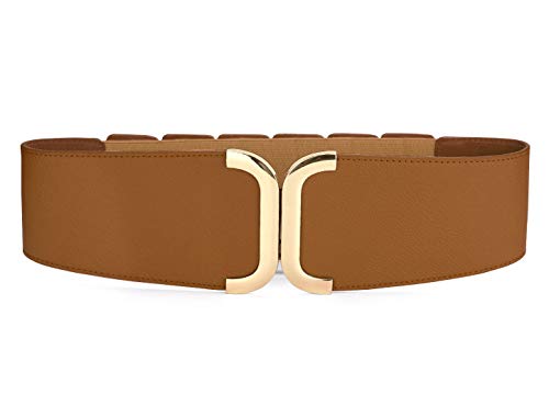 Allegra K Lady Textured Faux Leather Stretchy Fabric Cinch Waist Belt