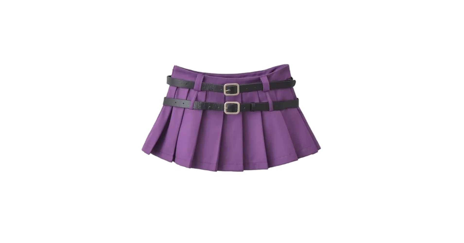 Joe Wenko Women's Double Belted Pleated Skirt Casual Low