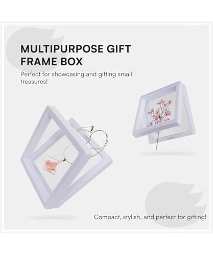 Image of Floating Display Frame, Coin Display Case, Dustproof PE Film Transparent Jewelry Storage Box for Ring Necklace Bracelet, Coin, Jewelry per Availability (Small 5 pc White)