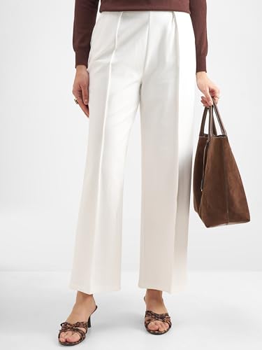 Image of Tokyo Talkies Wide Leg Relaxed fit Korean Pants |Ultra Soft|High Rise Pleated Trousers |Workwear|Formal All Day wear