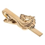 Healvian Elegante Krawattenklammer aus Edelstahl mit Verziertem Goldenen Pferdekopf Design Verblasst Nie Sicherer Halt für Formelle Anlässe und Business Outfits