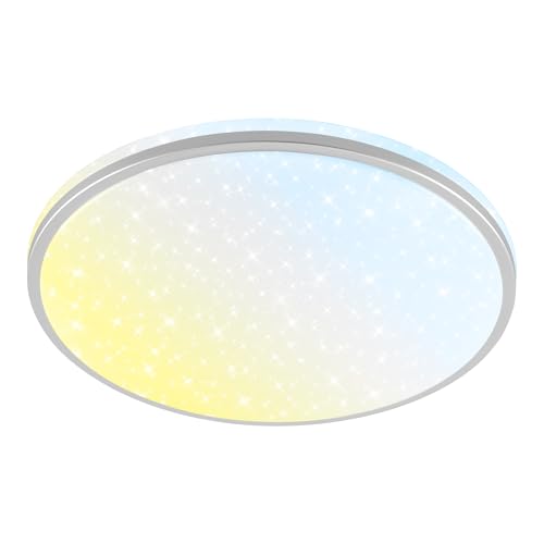 Plafonnier LED salle de bain CCT BRILONER chrome mat 33x6 cm