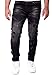 Produktbild Reslad Jeans Herren Color-Splashes Stretch Denim Destroyed Jeanshose Männer-Hose Slim Fit RS-2101 Schwarz W32 / L32