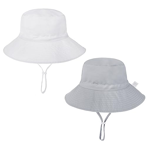 Image of Baby Sun Hat UPF 50+ Sun Protective Toddler Bucket Hat Summer Kids Beach Hats Wide Brim Outdoor Play Hat for Boys Girls