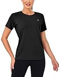 Little Donkey Andy Women's Short Sleeve Quick Dry T-Shirt, Crew Neck Athletic Shirts for Golf Running, Breathable UPF 50 (Black XS)