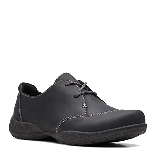 Clarks Women's Roseville Rio Oxford, Black Leather, 9 Narrow US