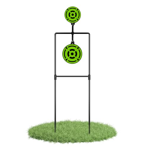 Ideagle Objetivos de tiro de doble spinner, 3/8 pulgadas de grosor, metal de alto calibre, objetivo de acero de reinicio automático para pistolas de fuego central de hasta .44 Magnum
