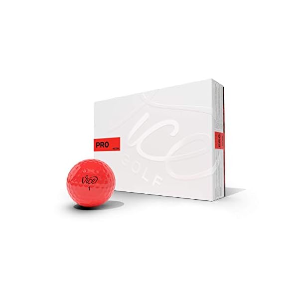 VICE Golf Pro Neon Red 2020 | 12 Golf Bälle | Eigenschaften: 3-Piece Cast Urethan, maximale Kontrolle, hoher Spin im Kurzspiel | Mehr Farben: Neon Lime / Red | Profil: Für fortgeschrittene Golfer
