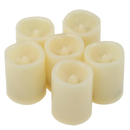 Image of Battery Operated Flameless LED Votive Candles with Auto Timer 6 Pack Ivory
