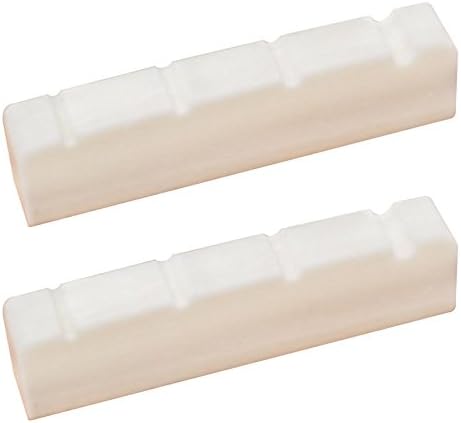 Bone Bass Nut,2 Pcs 4 String Nuts for Bass Guitar Replacement(Size:38 X 6 X 9/8.3mm)
