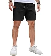 COOFANDY Men's Casual Cotton Shorts 5 Inch Summer Beach Shorts Lightweight Drawstring Elastic Wai...