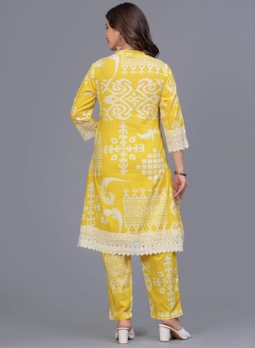Image of rytras Women Cotton Kurta Set with Palazzo Pants