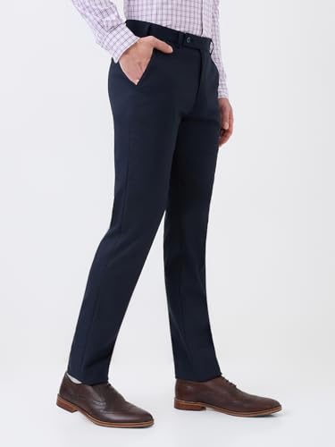 Image of Park Avenue Men's Polyester Blend Checks Small Pattern Super Slim Fit Flat Front Formal Trouser