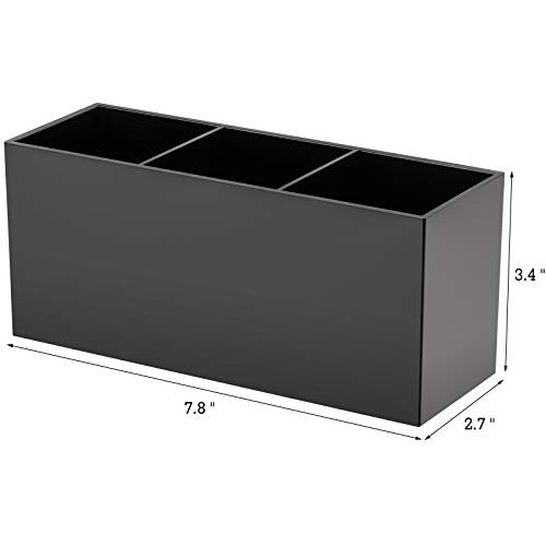Image of Tbestmax Makeup Brush Holder Organizer Cosmetic Brushes Container Storage 3 Slots - Great for Vanity (Black)