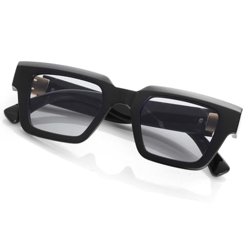 Image of Onrtry Fashion Square Sunglasses for Women Men Rectangle Thick Frame Sun Glasses 90s Designer Style Black Shades