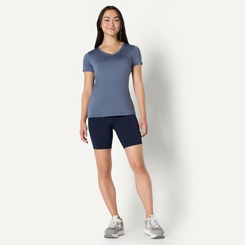 Image of Amazon Essentials Women's Active Quick Dry Tech Stretch Short-Sleeve V-Neck T-Shirt (Available in Plus Size), Pack of 2