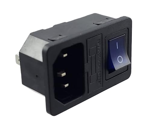 MWMS Connecteur C-14 pour appareils à froid avec interrupteur bleu et fusible 10 A/250 V